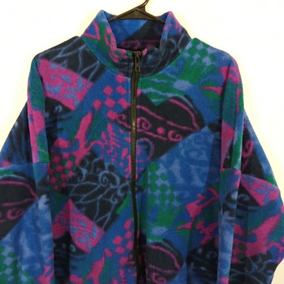 Men's Vintage 80's 90's KENYON POLARTEC Vibrant Full Zip Fleece Sweater Size M - Picture 2 of 9